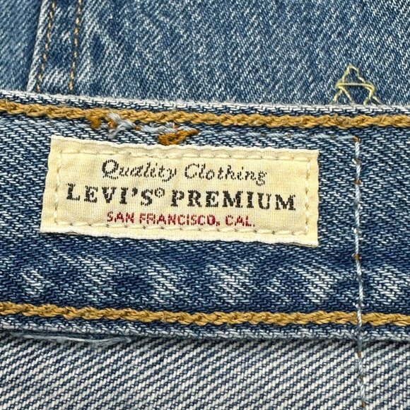 Levi’s Premium 501 High Rise Denim Cutoff Shorts W31 Distressed Frayed Hem Blue - Picture 9 of 12